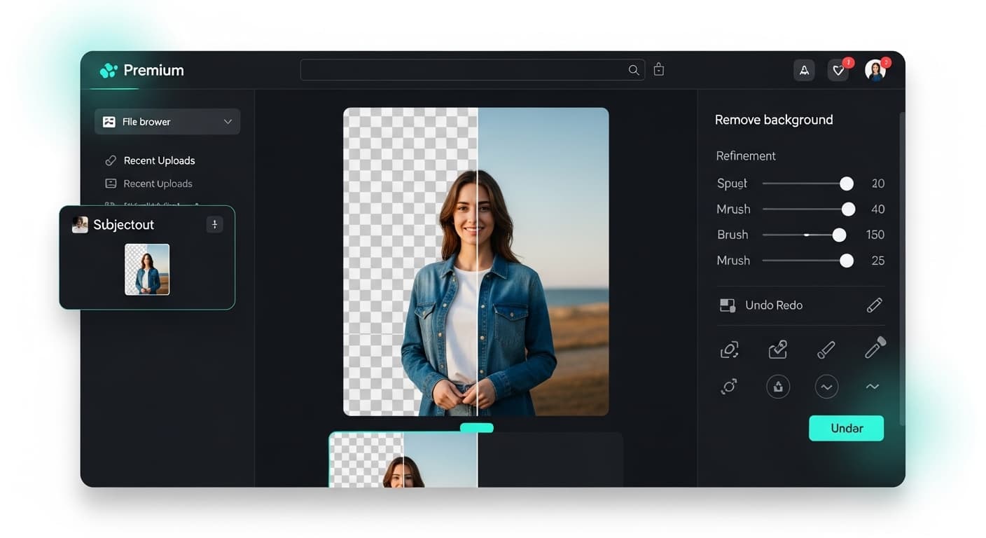Reference preview for the remove background tool